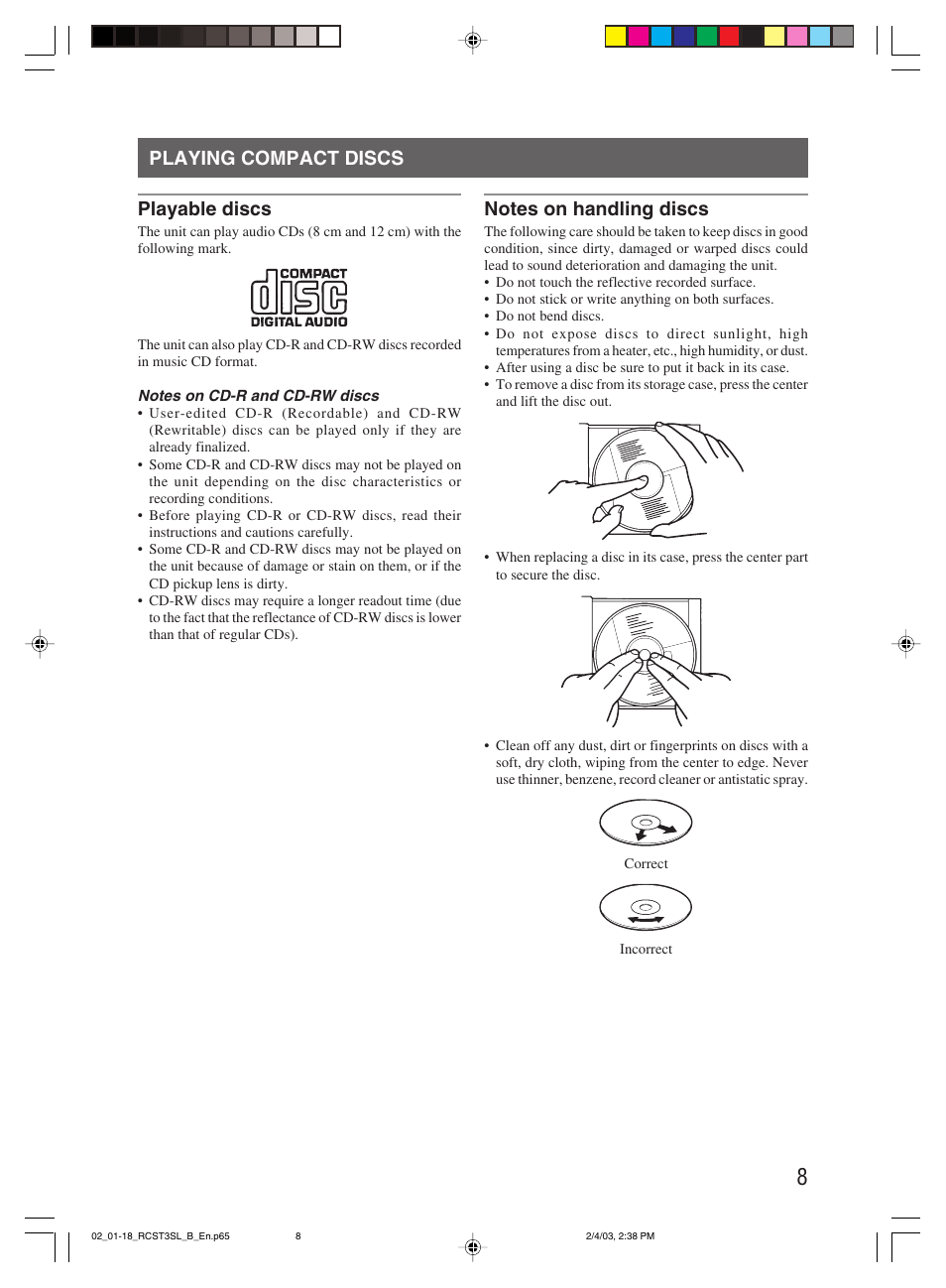 Playing compact discs, Playing compact discs playable discs | JVC LVT1000-004A User Manual | Page 11 / 67