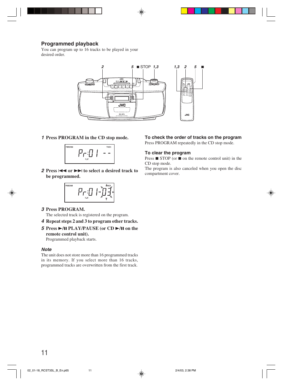 Programmed playback | JVC LVT1000-004A User Manual | Page 14 / 67