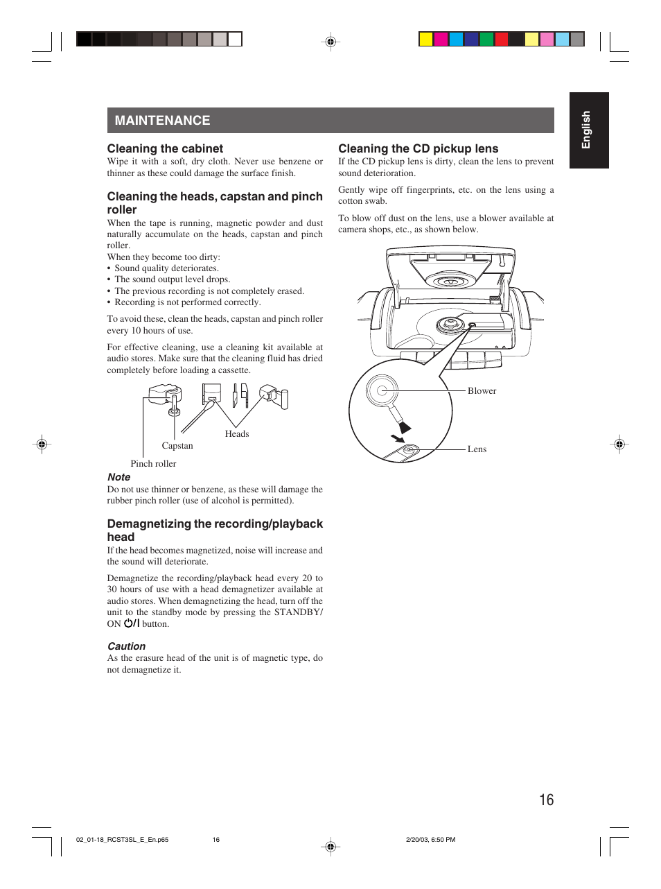 Maintenance | JVC LVT1000-004A User Manual | Page 42 / 67