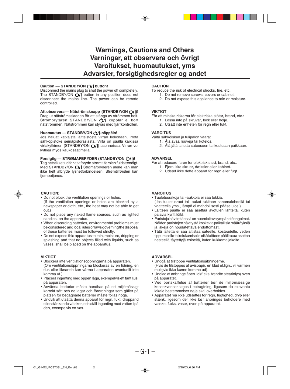 Warnings, cautions and others | JVC LVT1000-004A User Manual | Page 47 / 67