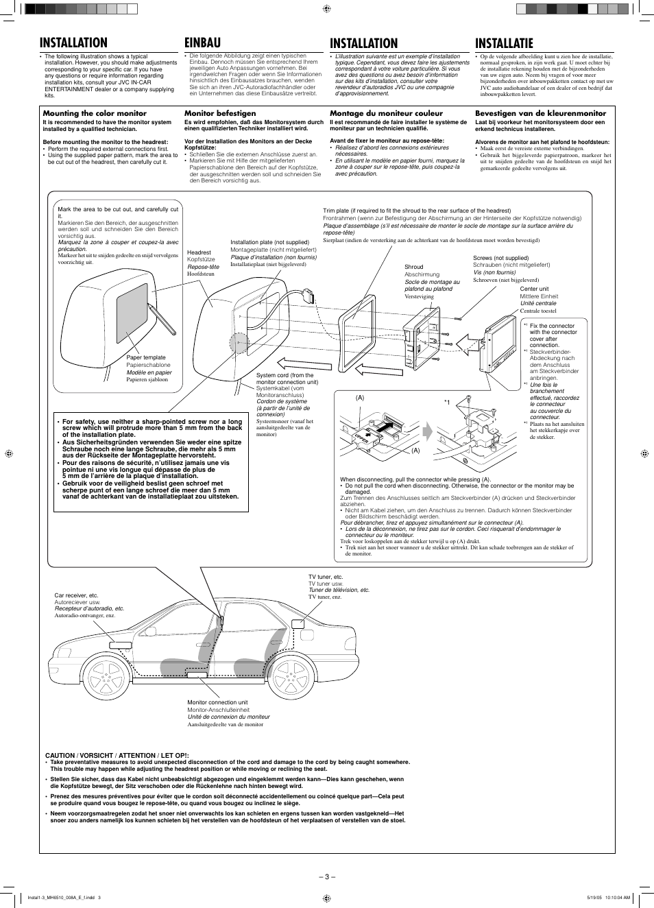 Installation, Einbau, Installatie | JVC KV-MH6510 User Manual | Page 27 / 36