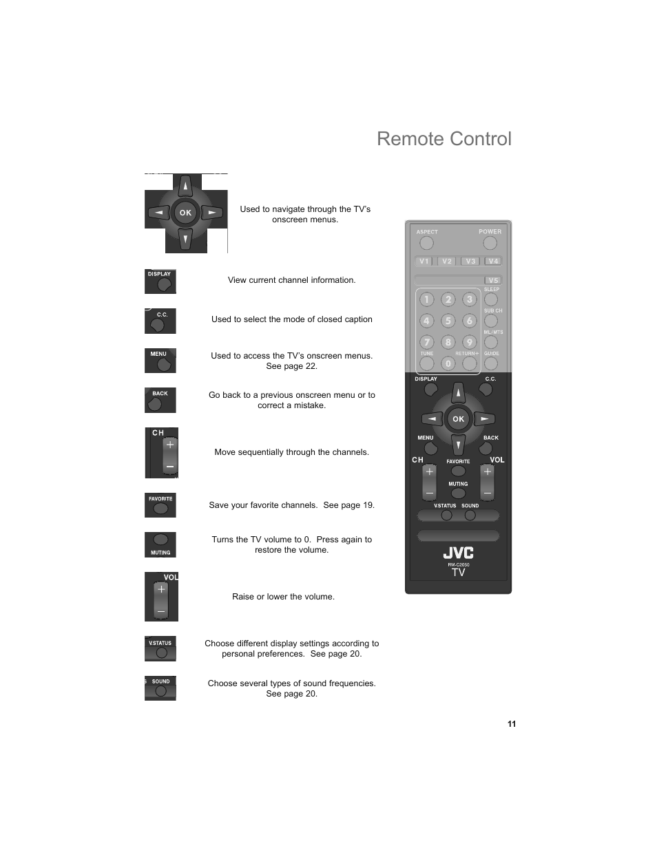 Remote control | JVC 0708TSH-II-IM User Manual | Page 11 / 52