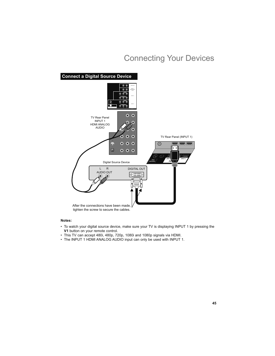 Connect a digital source device, Connecting your devices | JVC 0708TSH-II-IM User Manual | Page 45 / 52