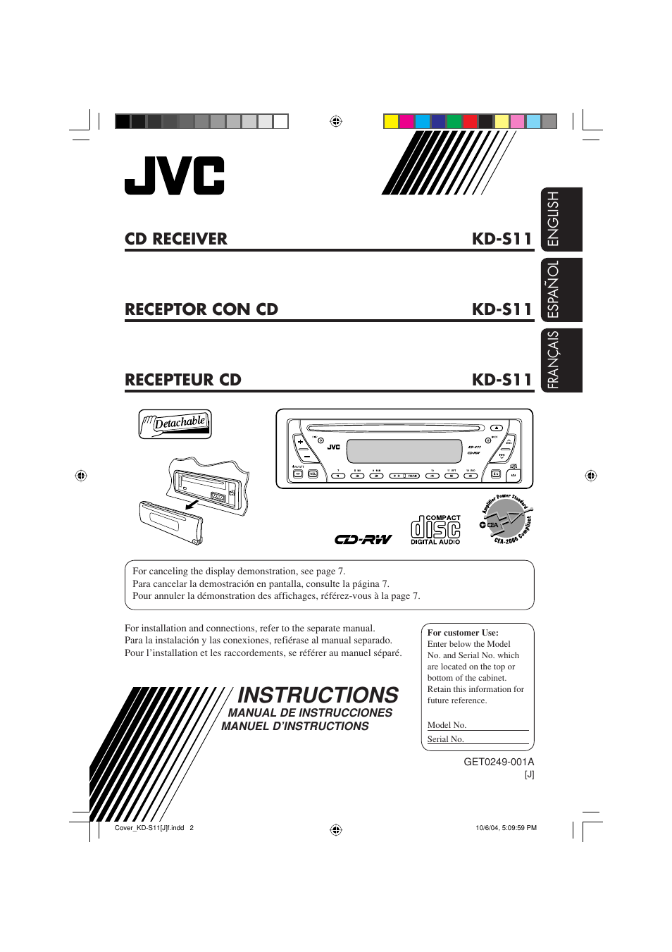 JVC TH-S11 User Manual | 56 pages