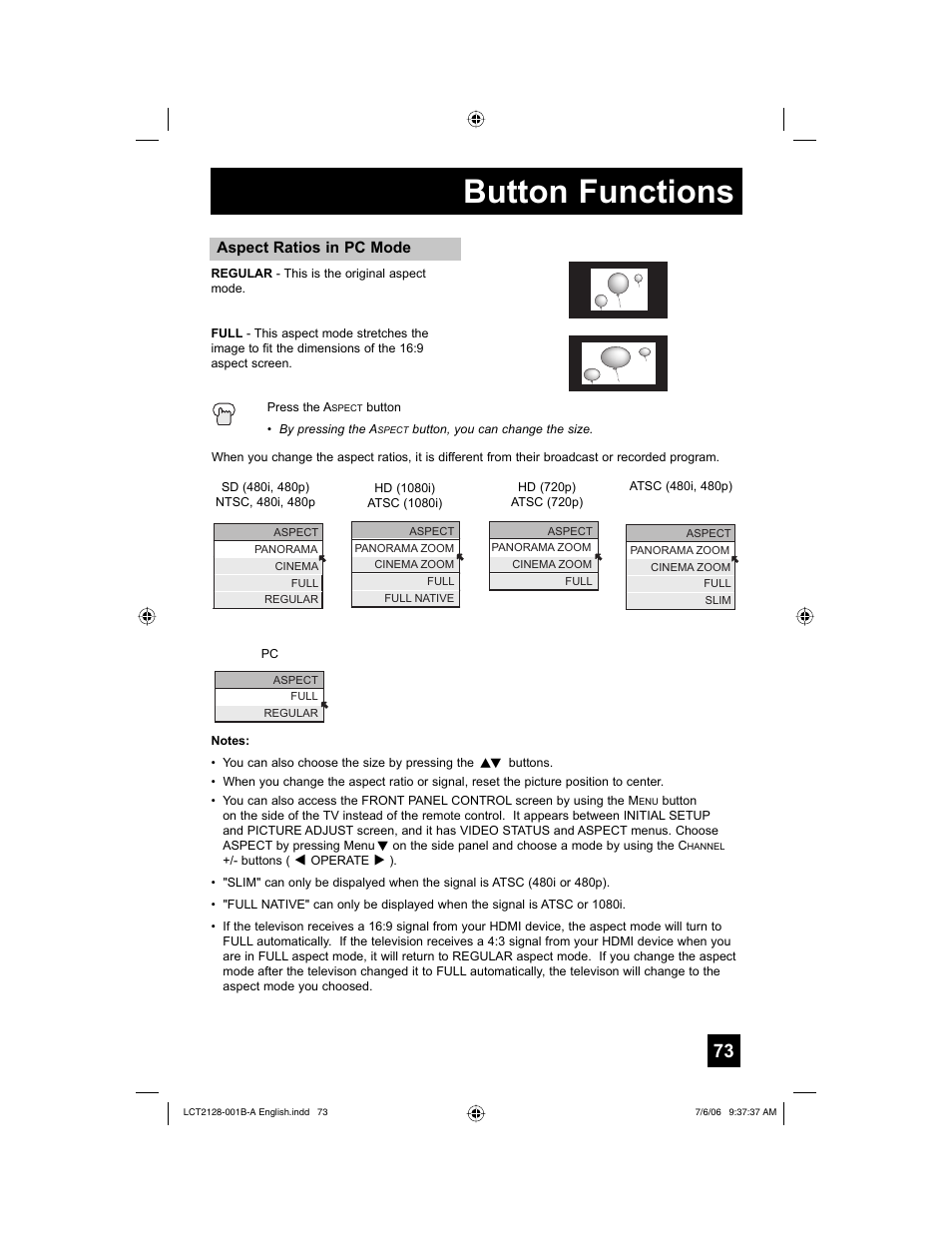 Button functions | JVC 0706TNH-II-IM User Manual | Page 73 / 88