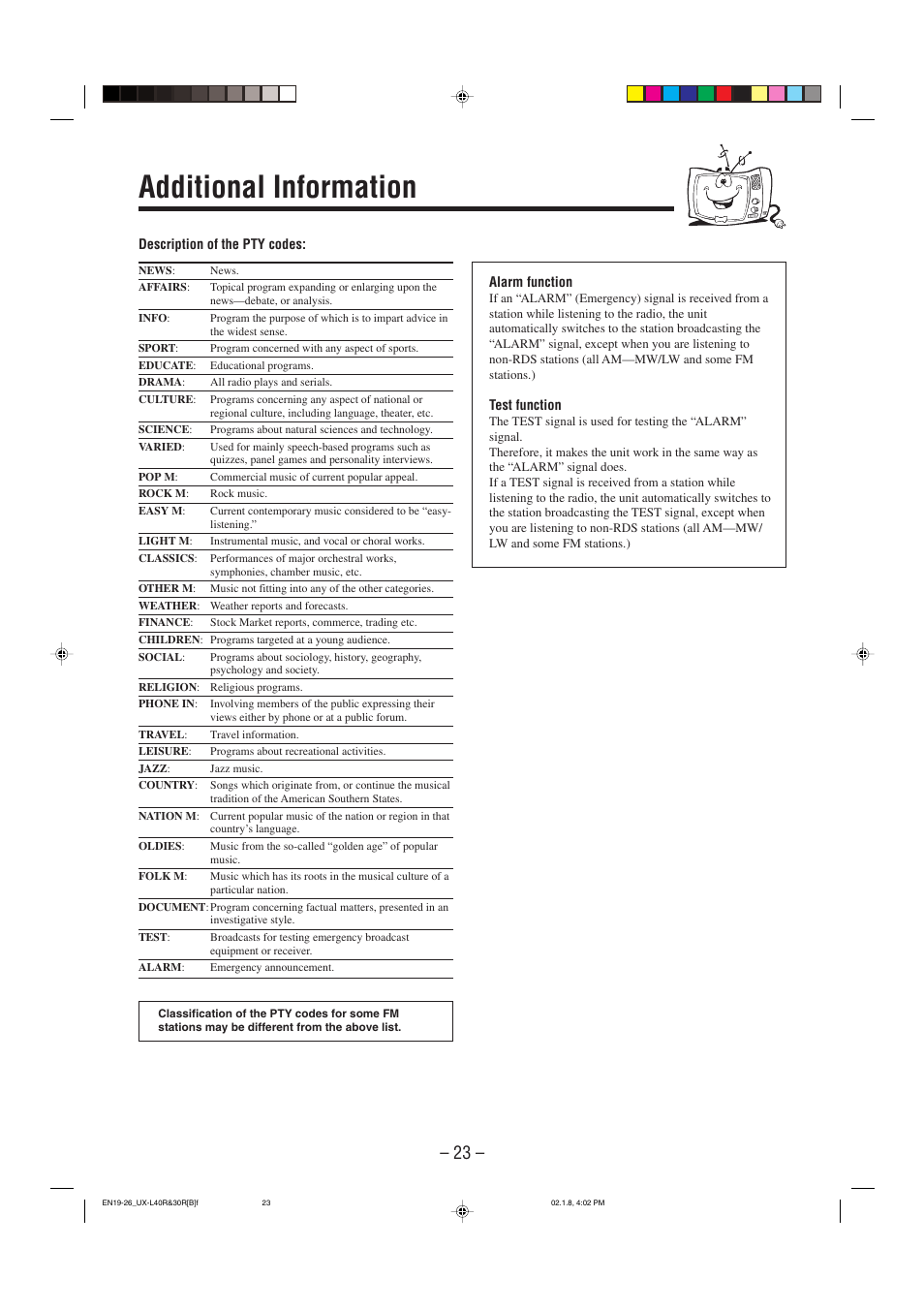 Additional information | JVC UX-L40R User Manual | Page 26 / 32