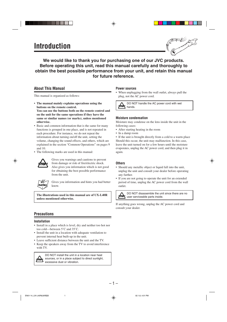Introduction | JVC UX-L40R User Manual | Page 4 / 32