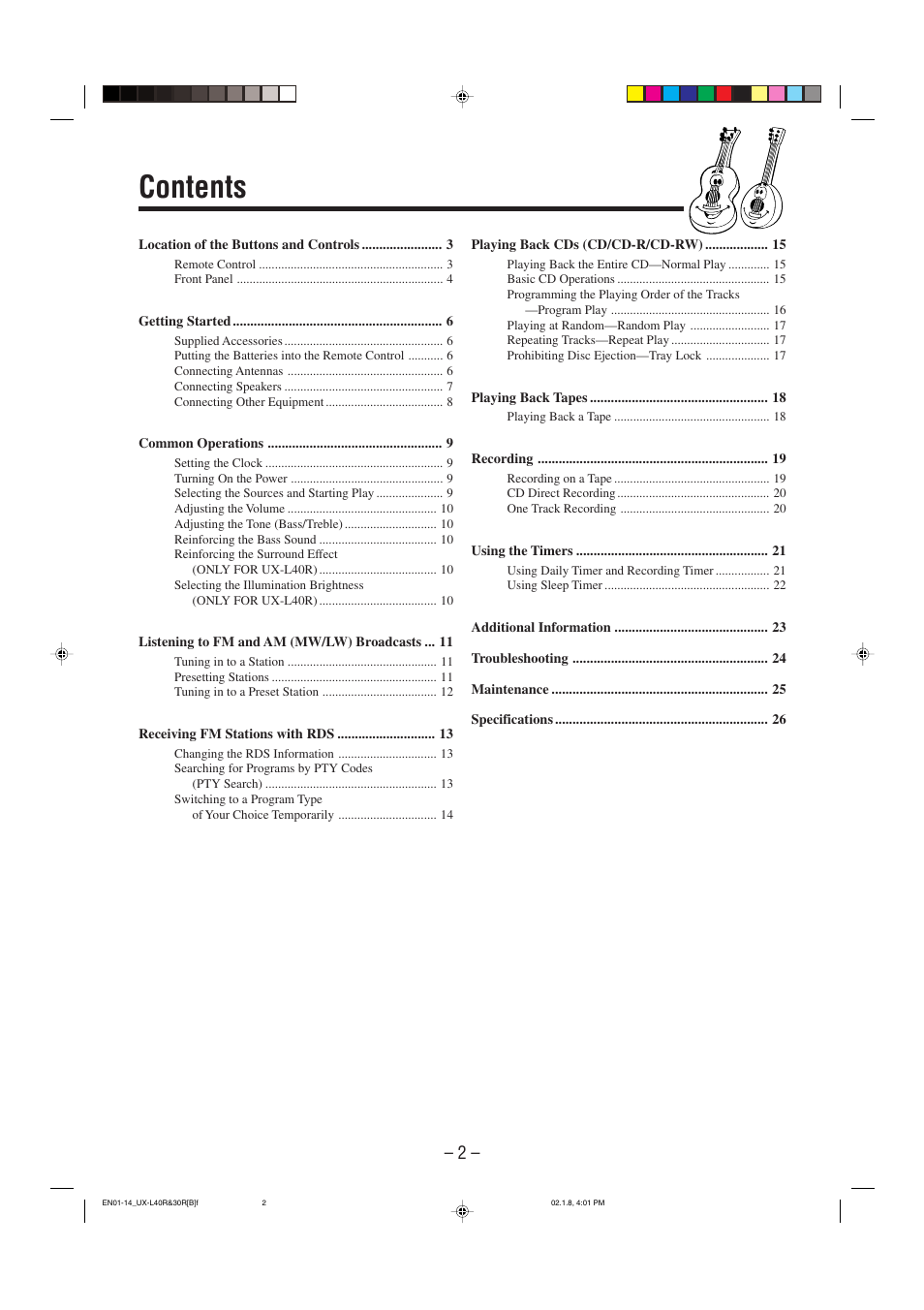 JVC UX-L40R User Manual | Page 5 / 32