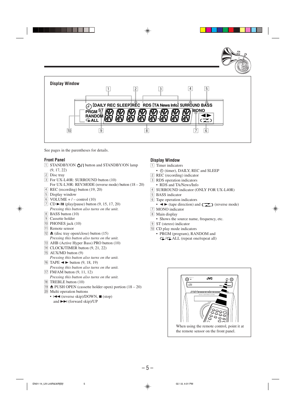 JVC UX-L40R User Manual | Page 8 / 32