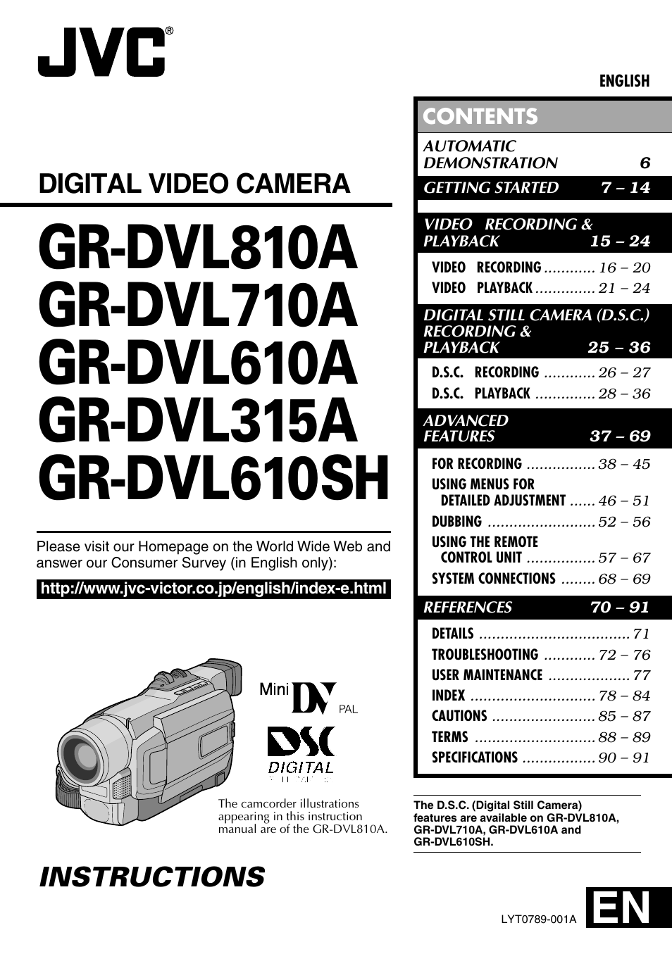 JVC GR-DVL610SH User Manual | 92 pages