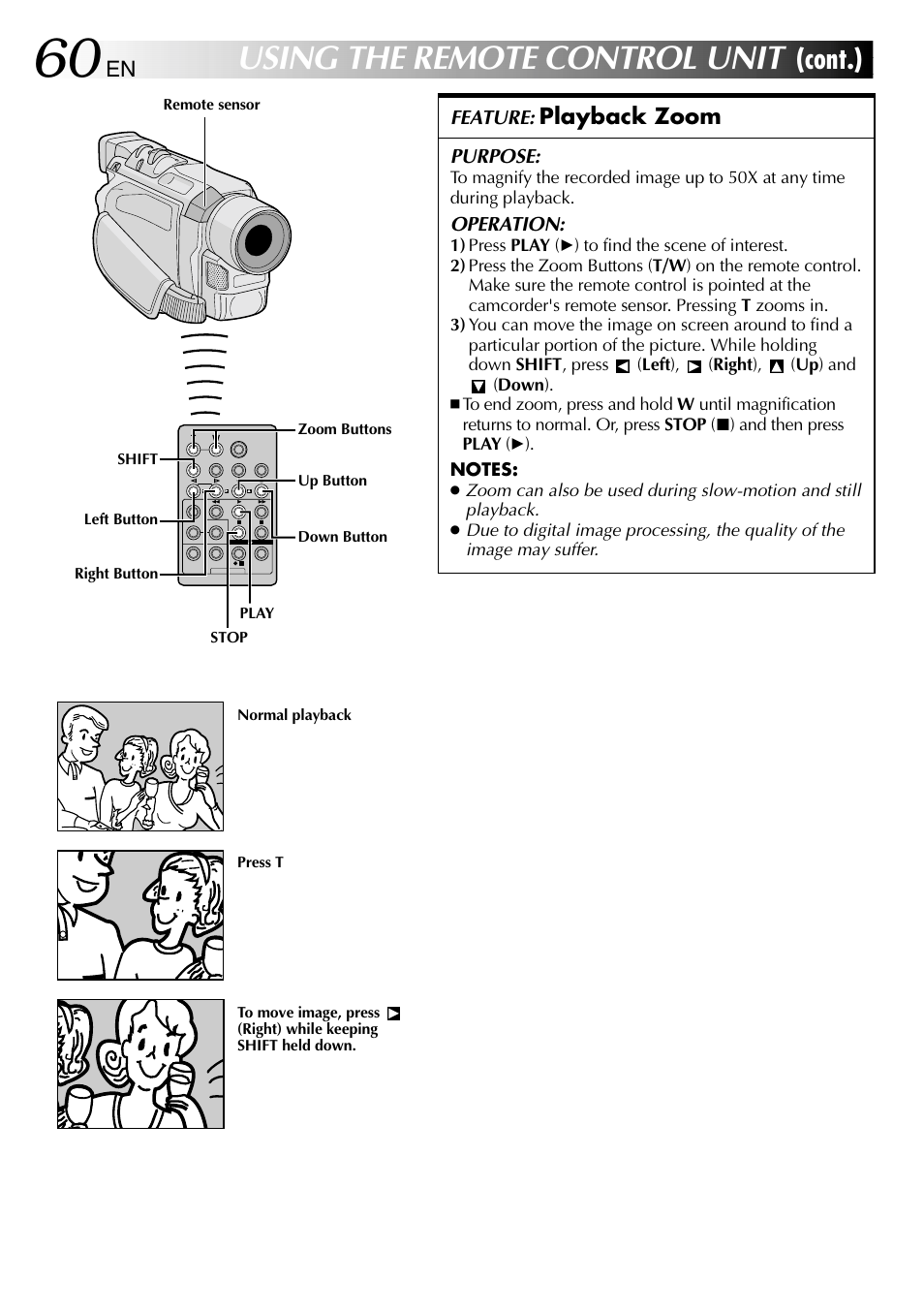 Using the remote control unit, Cont.) | JVC GR-DVL610SH User Manual | Page 60 / 92