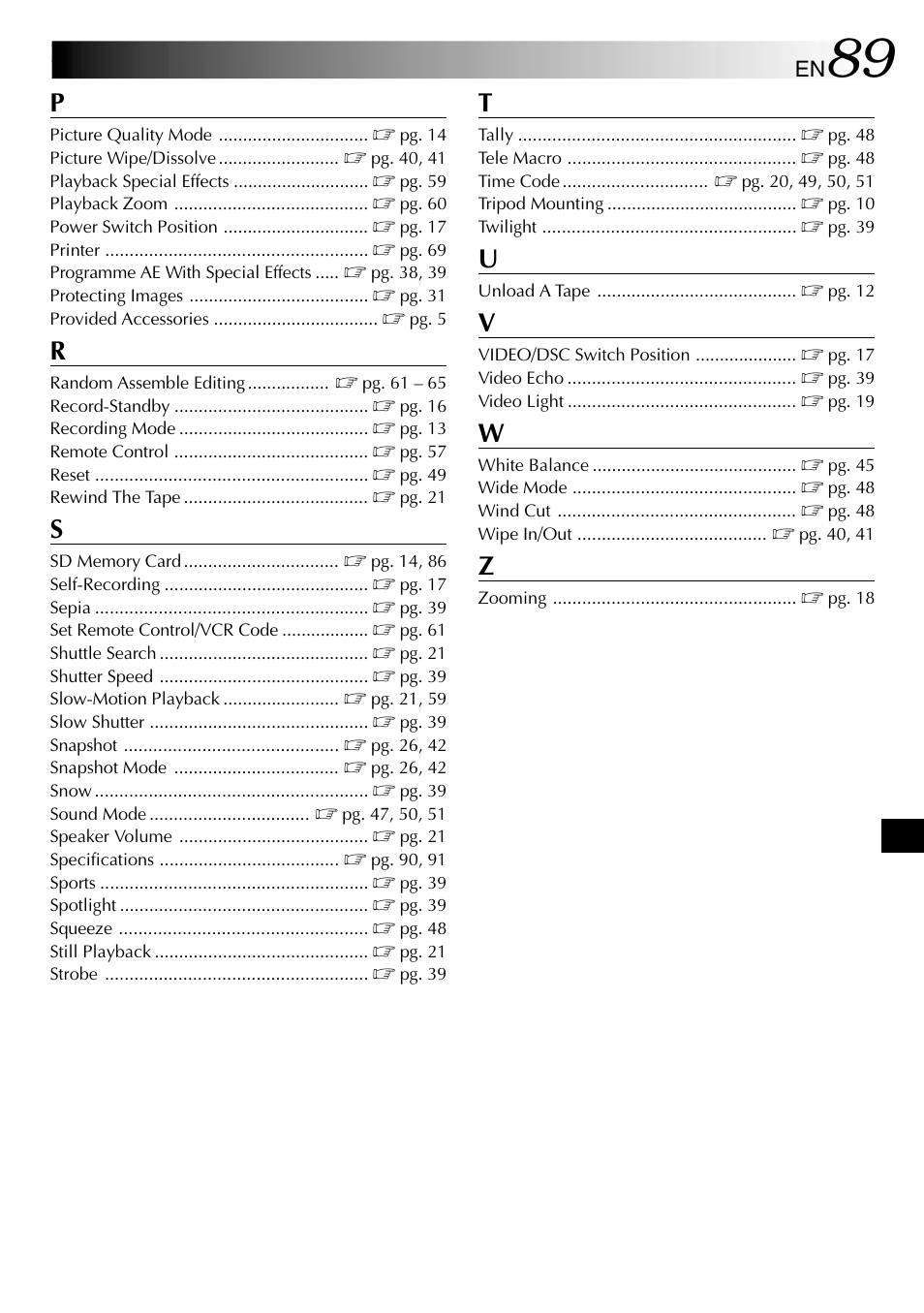 JVC GR-DVL610SH User Manual | Page 89 / 92