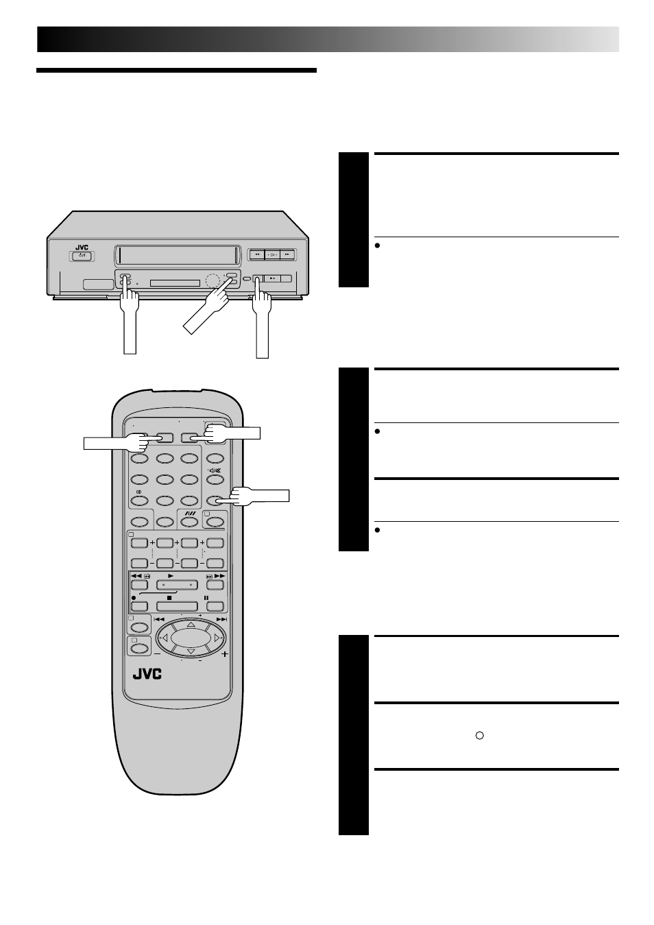 Recording features, Select channel to watch, Start recording | Engage itr mode, Set recording duration, Set counter display, Reset counter, Record one programme while watching another, Instant timer recording (itr), Elapsed recording time indication | JVC HR-J347EM User Manual | Page 15 / 34