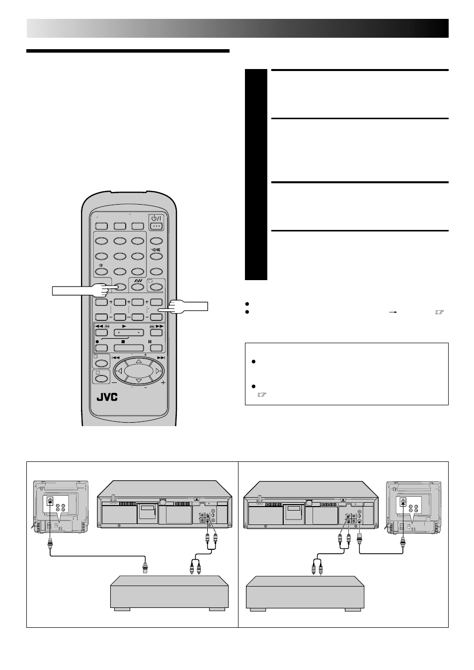 Edit to or from another video recorder, Make connections, Set recording deck’s input mode | Start source player, Start recording deck, Editing | JVC HR-J347EM User Manual | Page 20 / 34