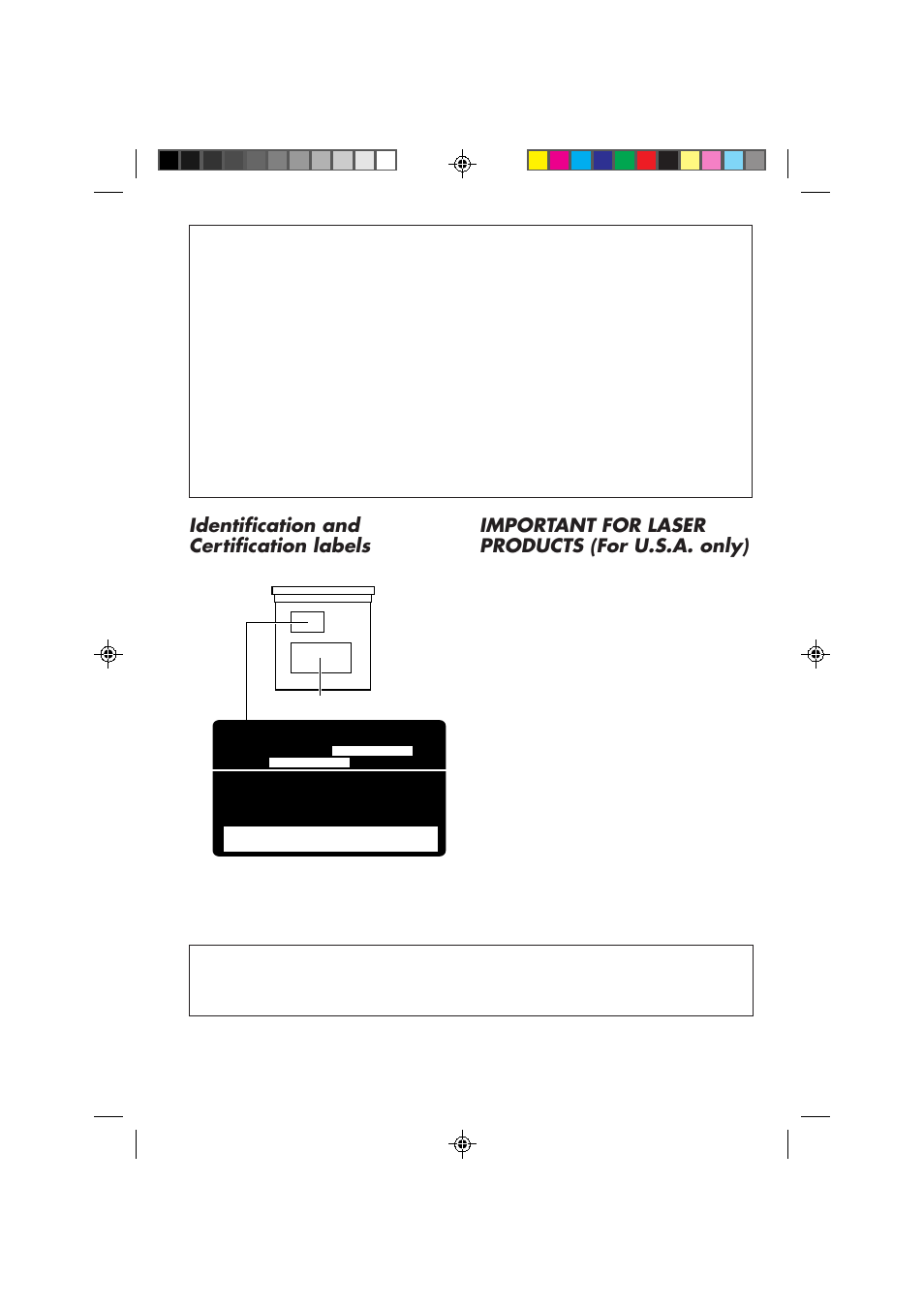 Important for laser products (for u.s.a. only), Identification and certification labels | JVC KD-MX3000 User Manual | Page 2 / 45