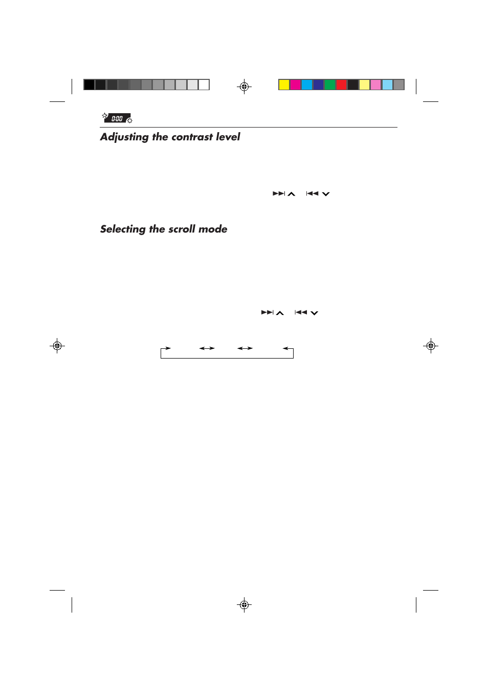 Adjusting the contrast level, Selecting the scroll mode | JVC KD-MX3000 User Manual | Page 26 / 45
