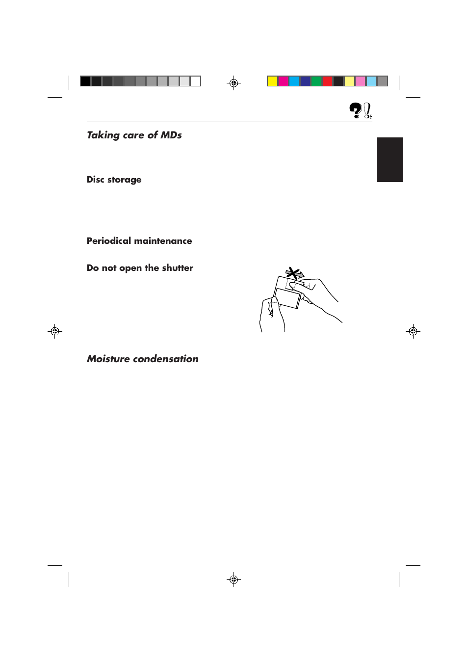 Taking care of mds, Moisture condensation | JVC KD-MX3000 User Manual | Page 41 / 45