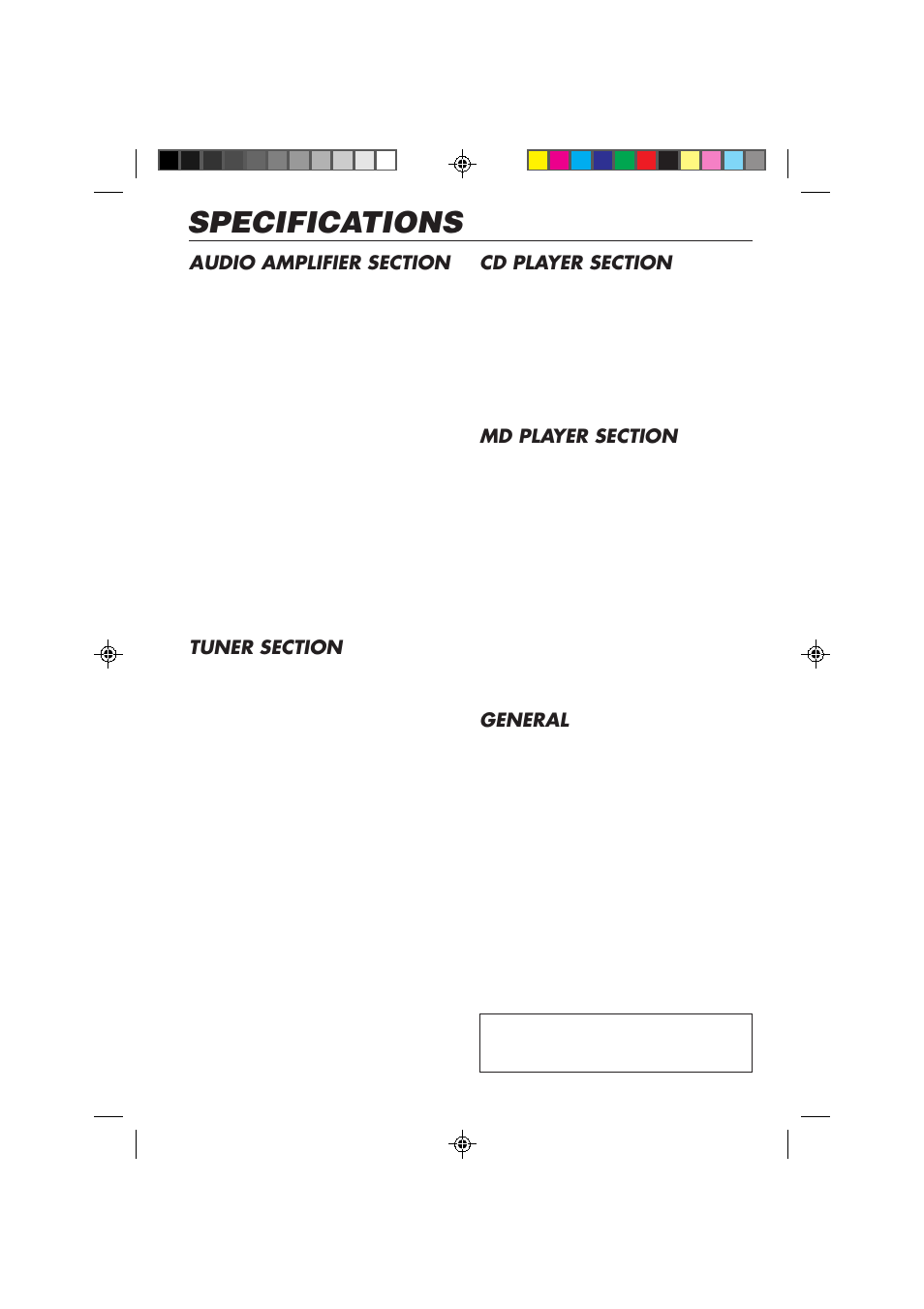 Specifications, General | JVC KD-MX3000 User Manual | Page 44 / 45