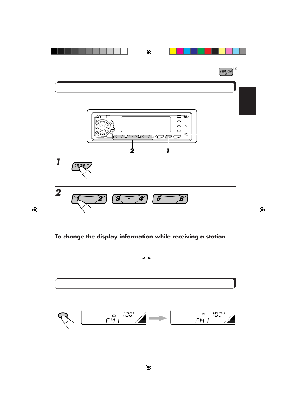 Tuning into a preset station, Selecting fm reception sound | JVC KD-MX3000 User Manual | Page 9 / 45