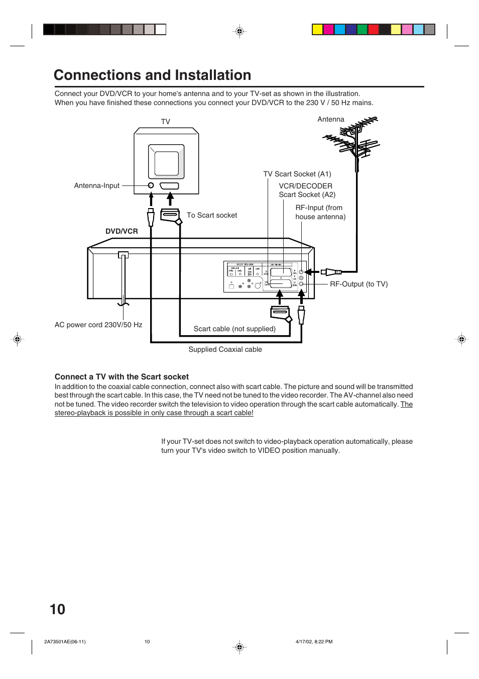 10 connections and installation | JVC HR-XV1EU User Manual | Page 10 / 64