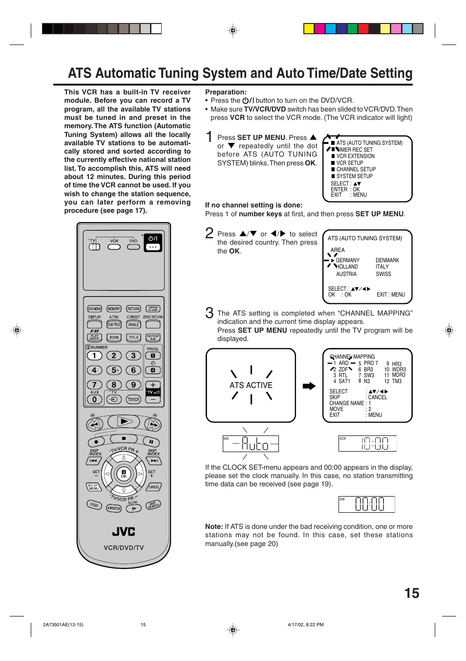 JVC HR-XV1EU User Manual | Page 15 / 64