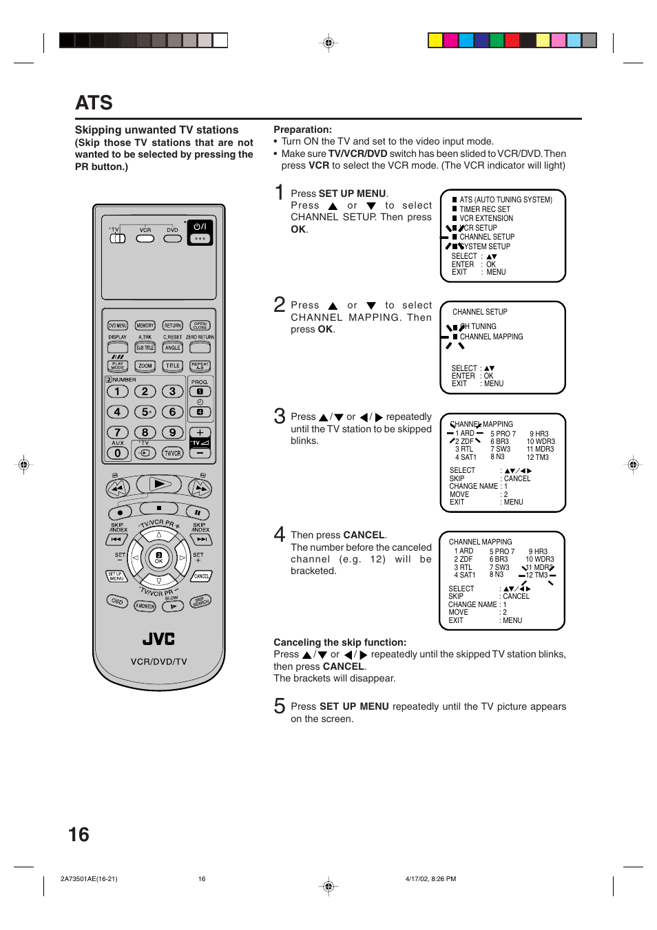 JVC HR-XV1EU User Manual | Page 16 / 64