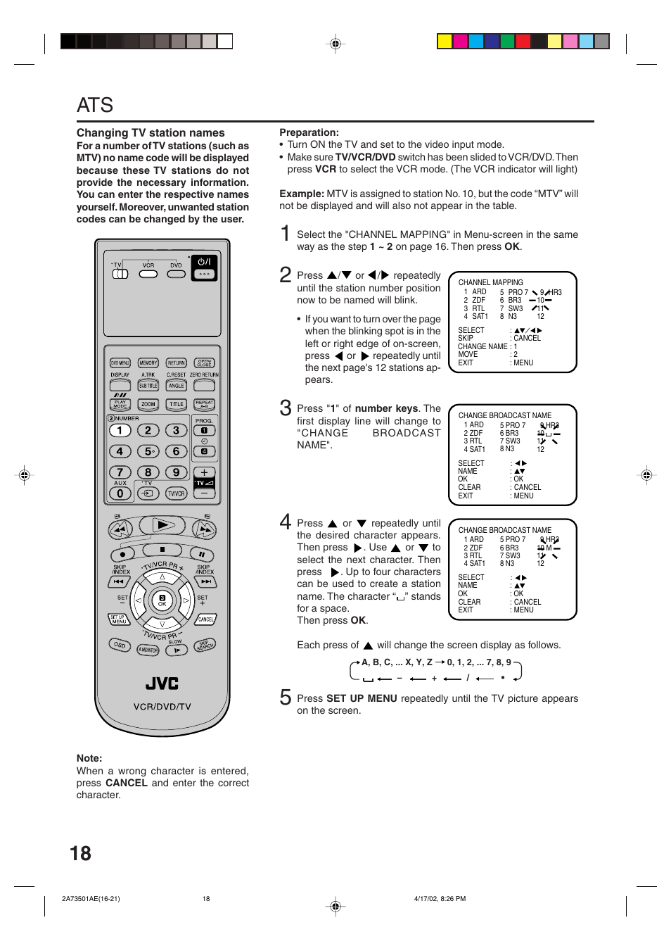 18 ats | JVC HR-XV1EU User Manual | Page 18 / 64