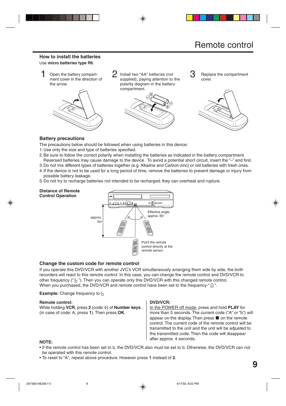 9remote control | JVC HR-XV1EU User Manual | Page 9 / 64