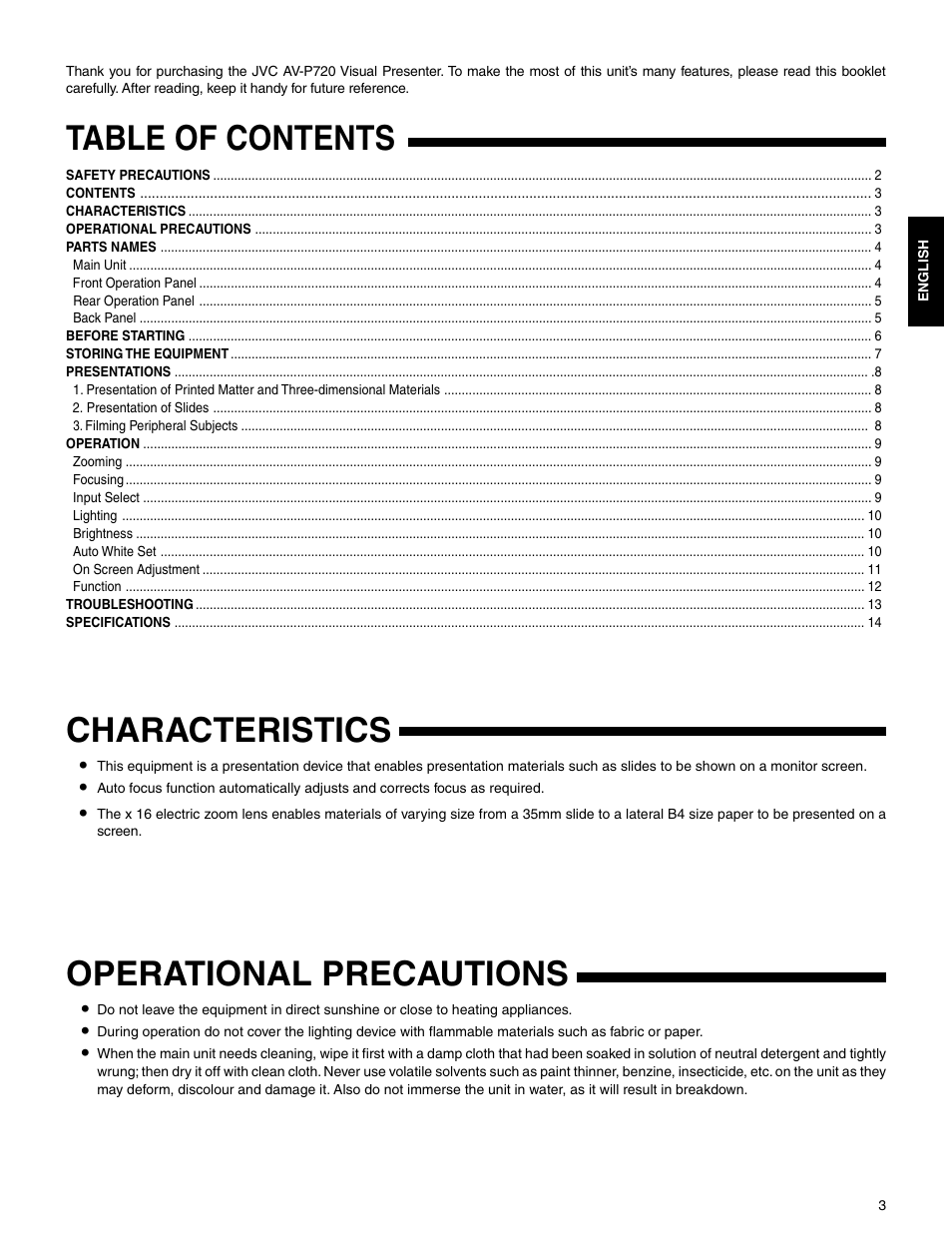 JVC AV-P720U User Manual | Page 3 / 15