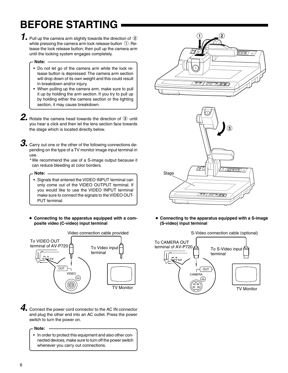 Before starting | JVC AV-P720U User Manual | Page 6 / 15