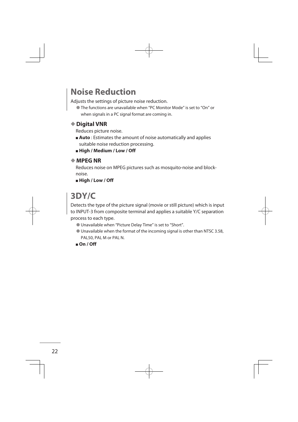 Noise reduction, 3dy/c | JVC LT-32WX50EU User Manual | Page 41 / 78