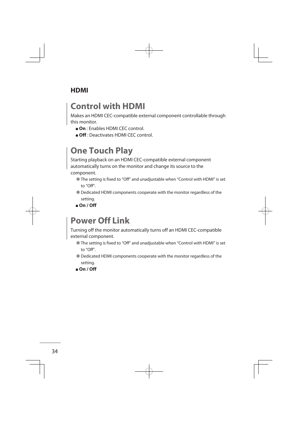 Hdmi, Control with hdmi, One touch play | Power off link | JVC LT-32WX50EU User Manual | Page 53 / 78