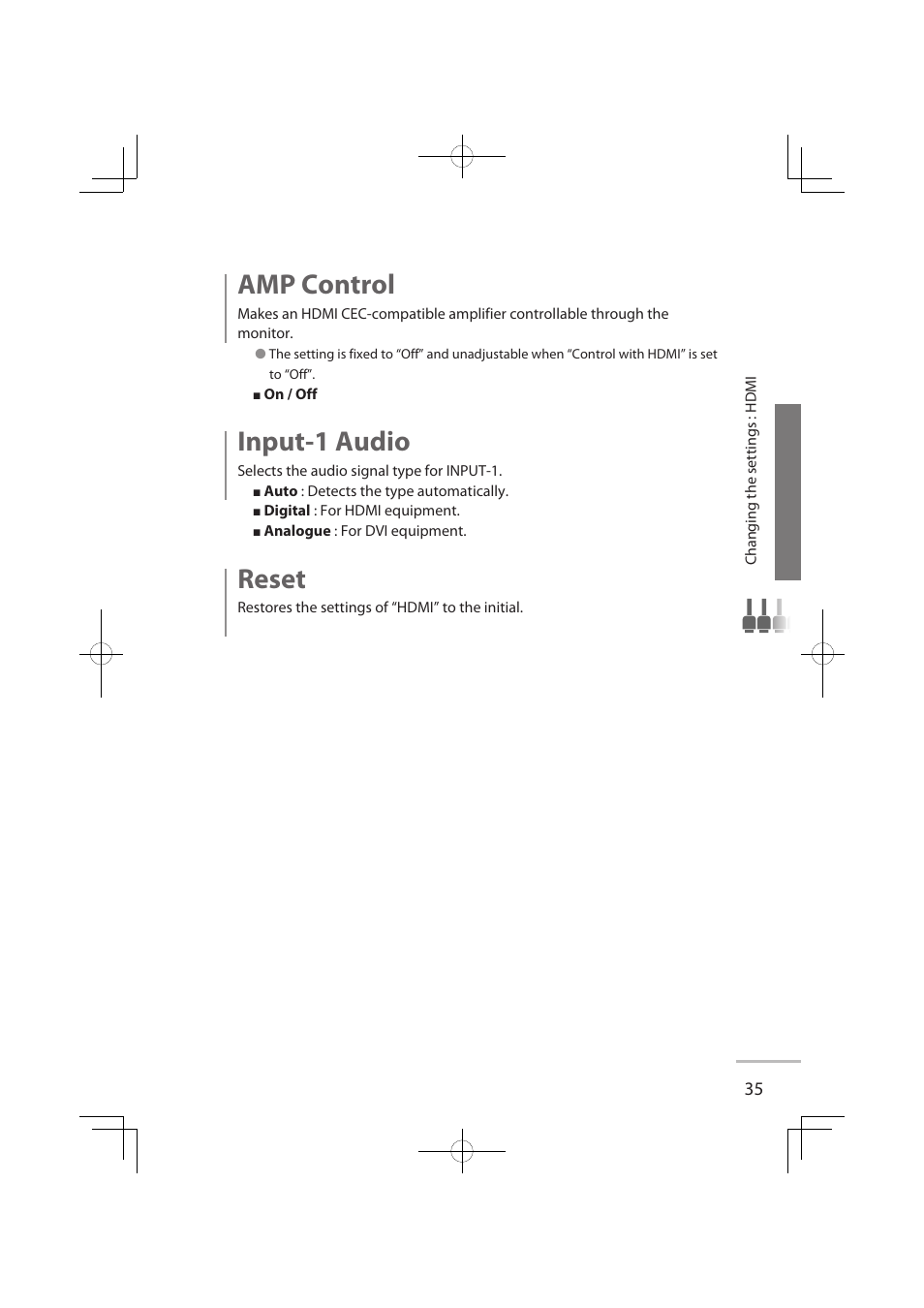 Amp control, Input-1 audio, Reset | JVC LT-32WX50EU User Manual | Page 54 / 78