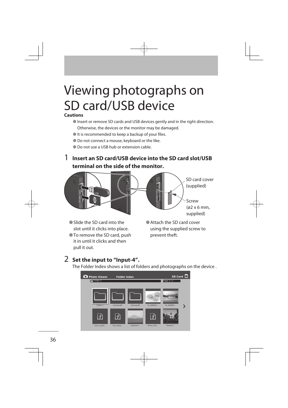 Viewing photographs on sd card/usb device, Set the input to “ input-4 | JVC LT-32WX50EU User Manual | Page 55 / 78