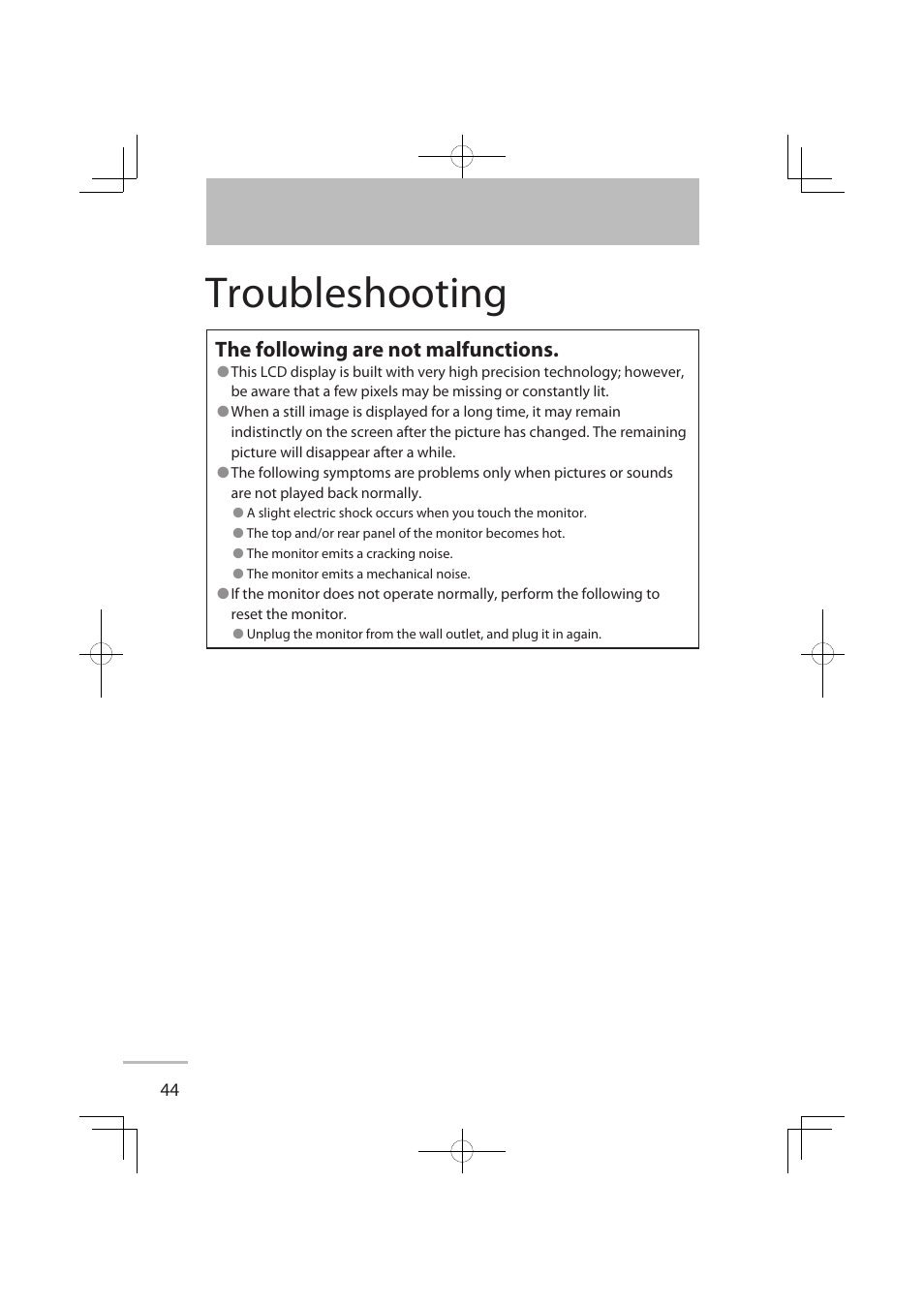 Troubleshooting, The following are not malfunctions | JVC LT-32WX50EU User Manual | Page 63 / 78