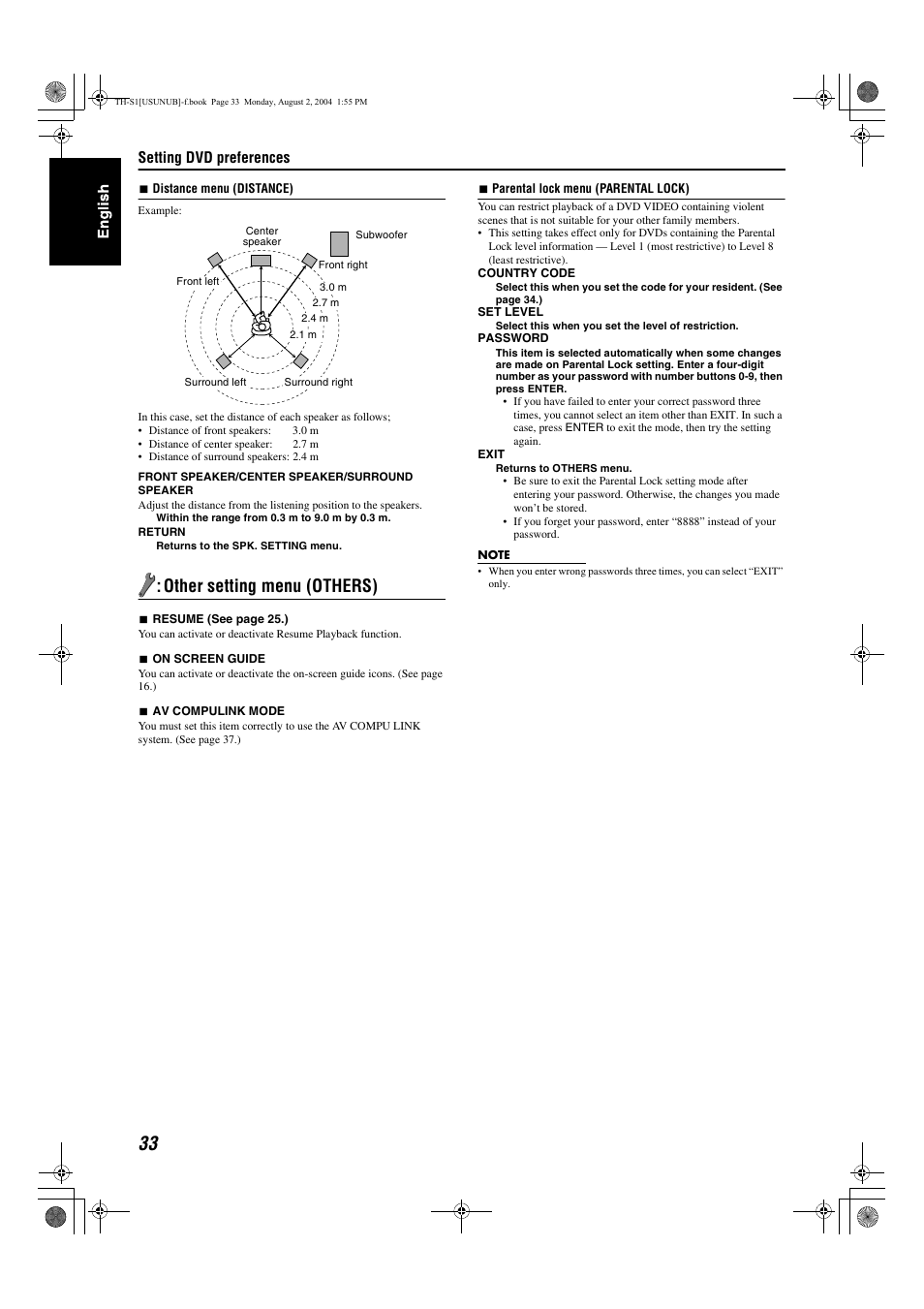 Other setting menu (others), Setting dvd preferences | JVC GVT0141-003A User Manual | Page 36 / 86