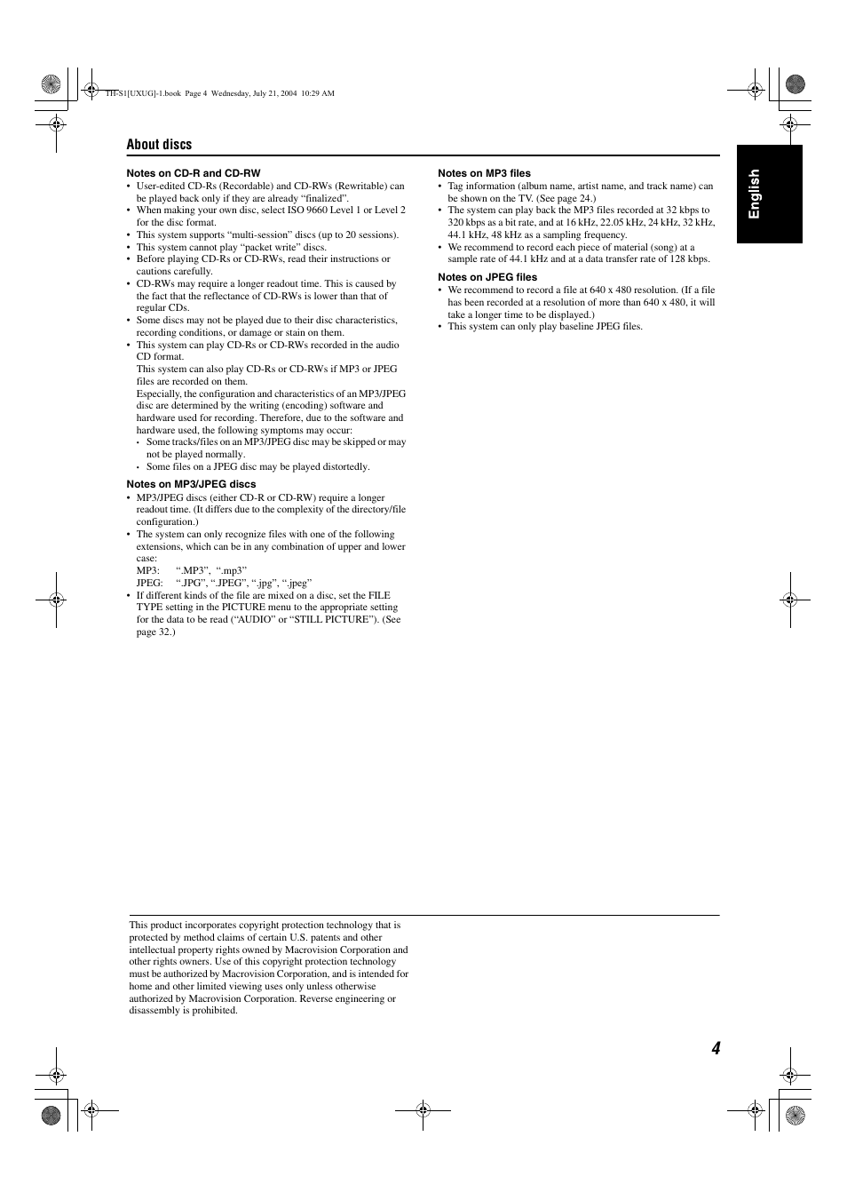 About discs | JVC GVT0141-003A User Manual | Page 50 / 86