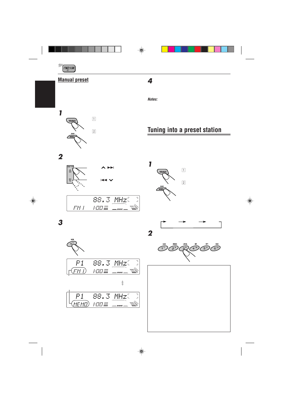 Tuning into a preset station, Manual preset | JVC KD-LX330R User Manual | Page 10 / 44