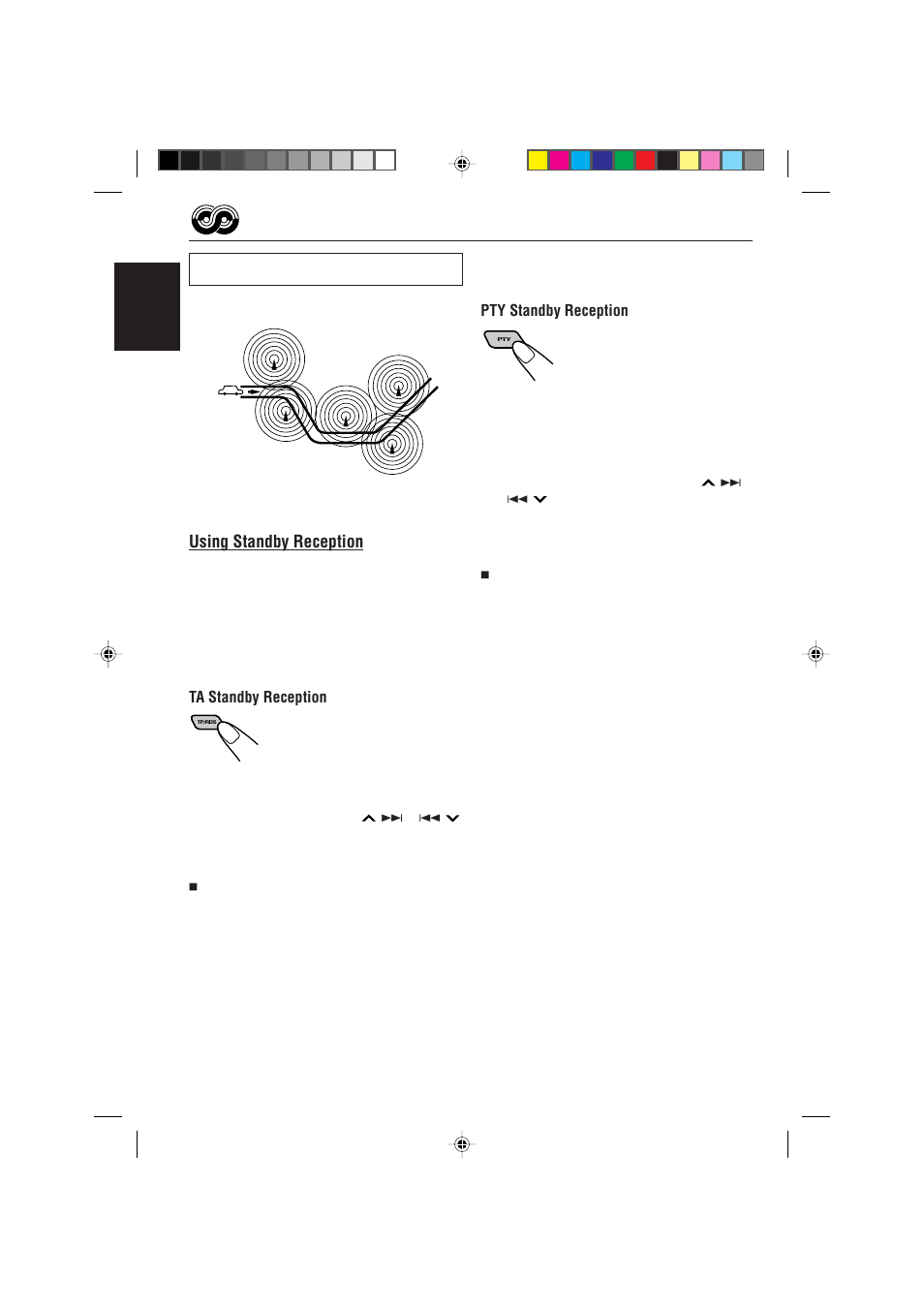 Using standby reception, English, Pty standby reception | Ta standby reception | JVC KD-LX330R User Manual | Page 12 / 44