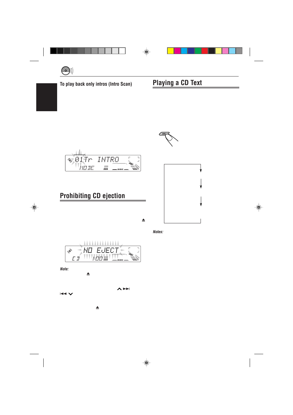 Prohibiting cd ejection, Playing a cd text | JVC KD-LX330R User Manual | Page 18 / 44