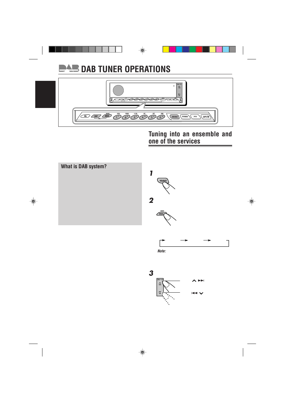 Dab tuner operations, Tuning into an ensemble and one of the services, What is dab system | JVC KD-LX330R User Manual | Page 36 / 44