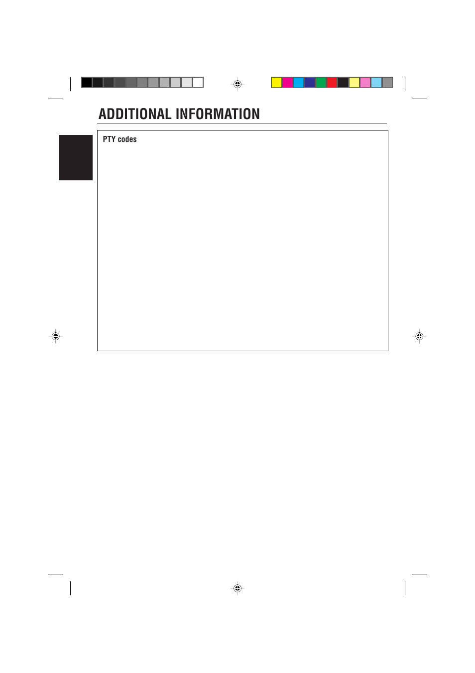 Additional information, English pty codes | JVC KD-LX330R User Manual | Page 40 / 44