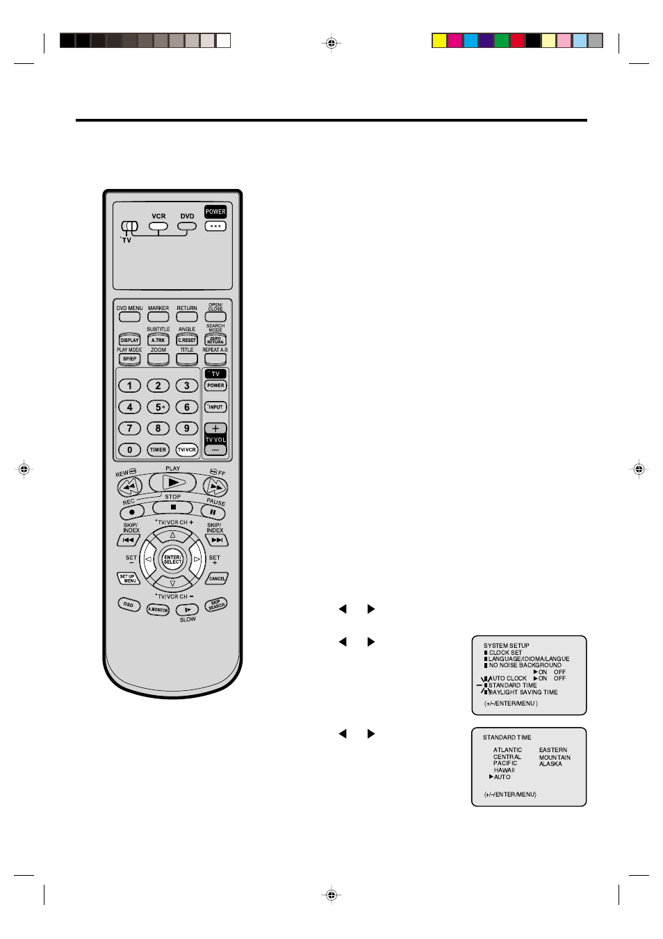 23 auto clock setting, Auto clock setting wait 30 minutes, Time zone setting (standard time) | JVC HR-XVC20U User Manual | Page 23 / 68