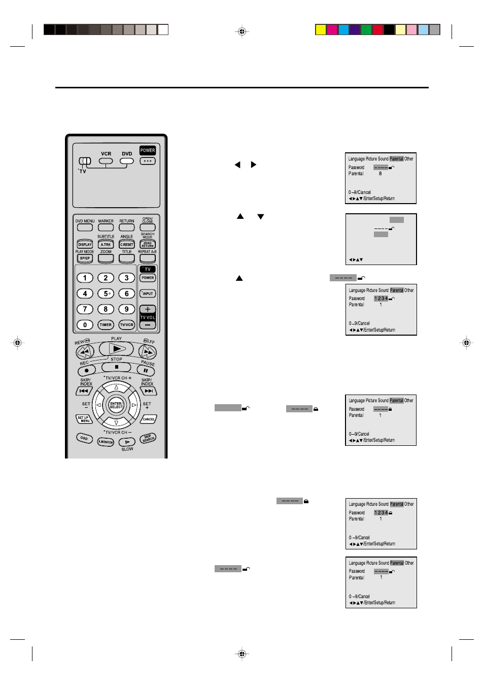 Advanced function of dvd section, 52 parental control, Parental control setting | JVC HR-XVC20U User Manual | Page 52 / 68