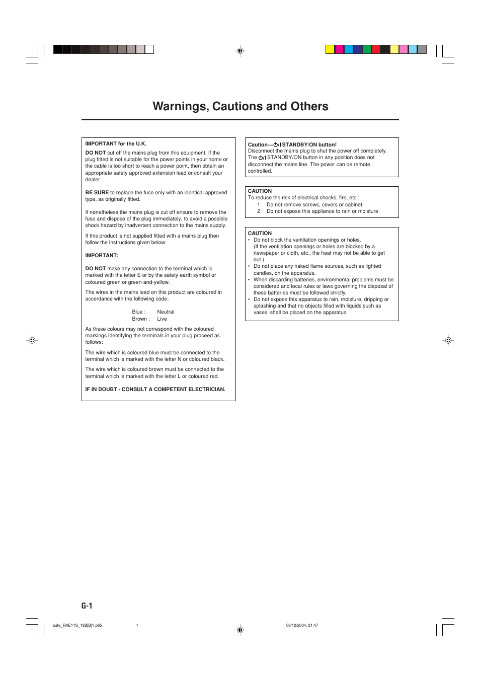 Warnings, cautions and others | JVC RX-E12B User Manual | Page 2 / 45