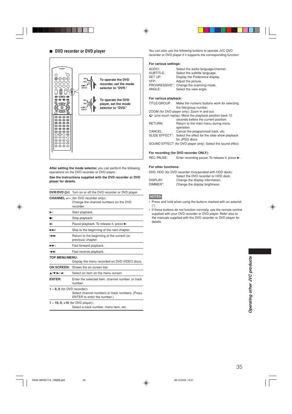 7 dvd recorder or dvd player | JVC RX-E12B User Manual | Page 39 / 45