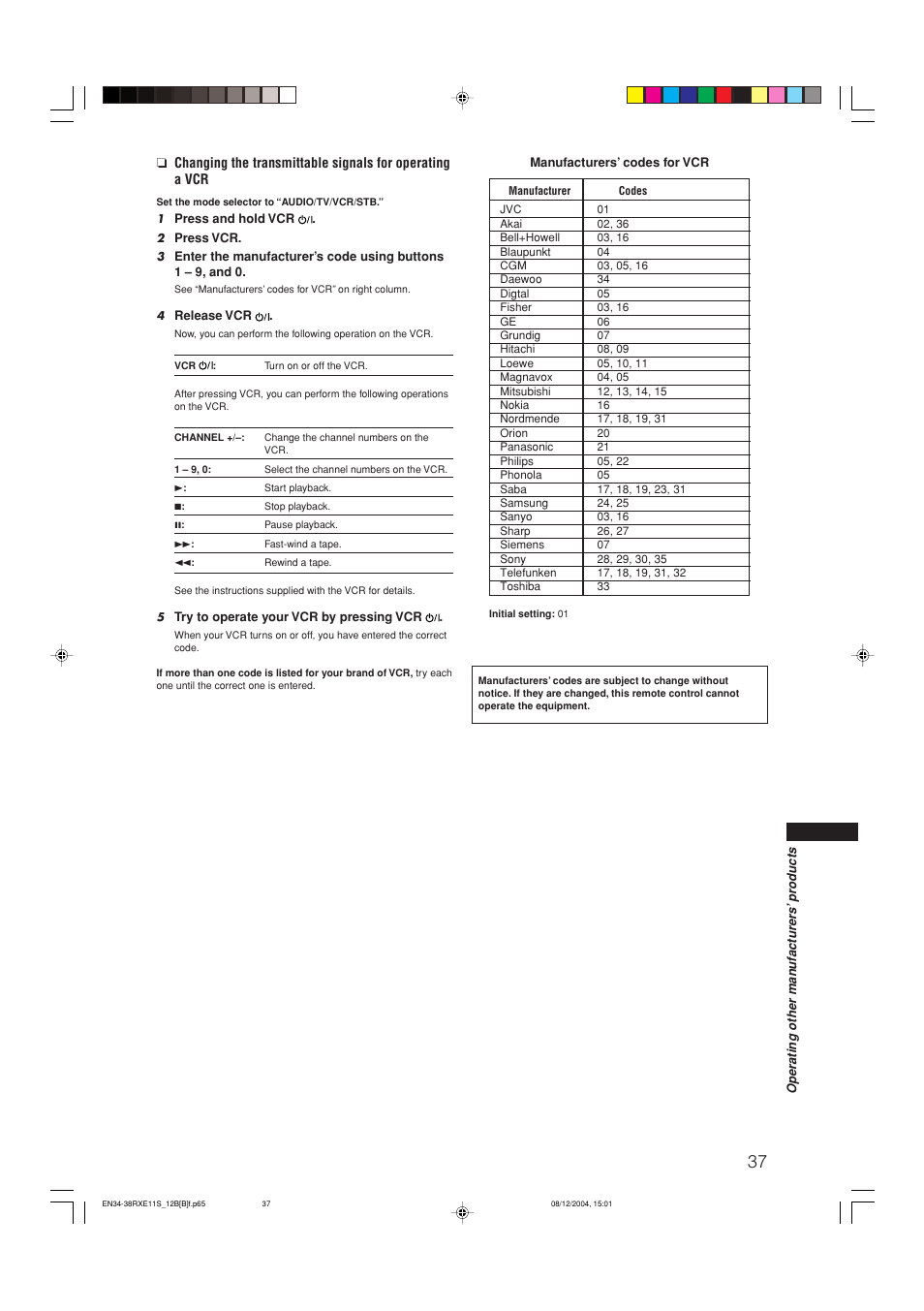 JVC RX-E12B User Manual | Page 41 / 45