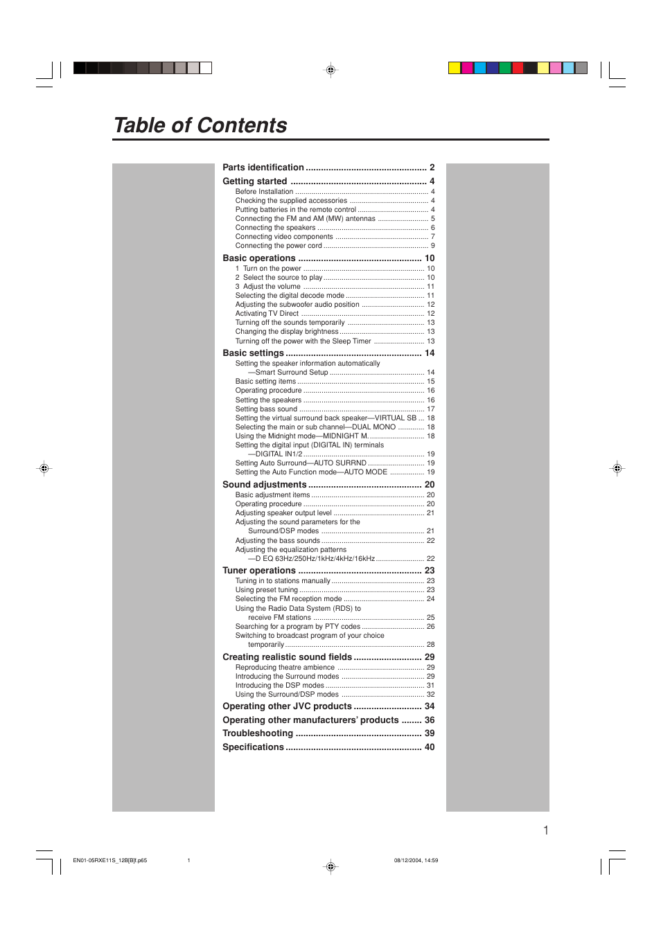 JVC RX-E12B User Manual | Page 5 / 45