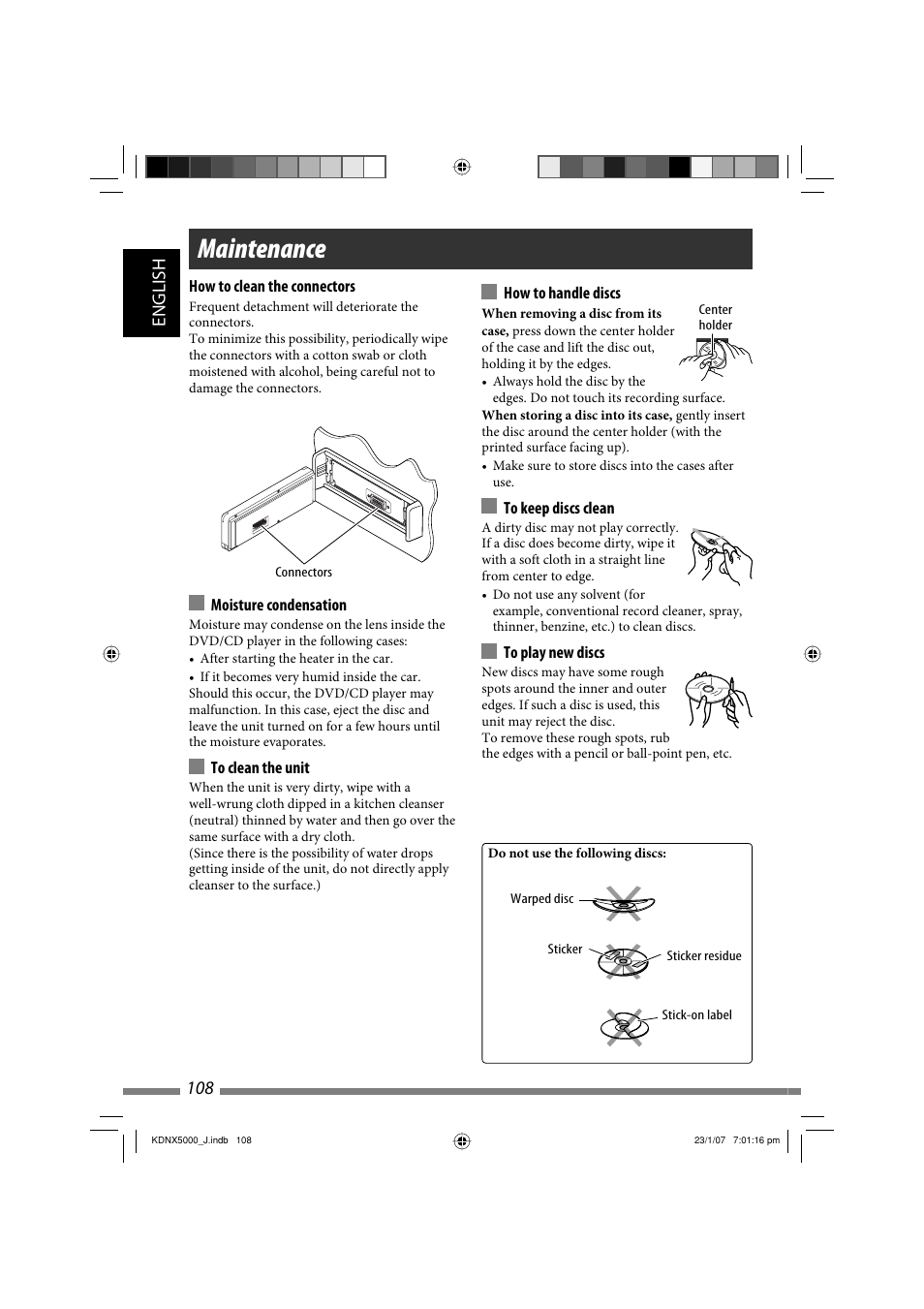 Maintenance, English 108 | JVC LVT1627-001A User Manual | Page 108 / 252