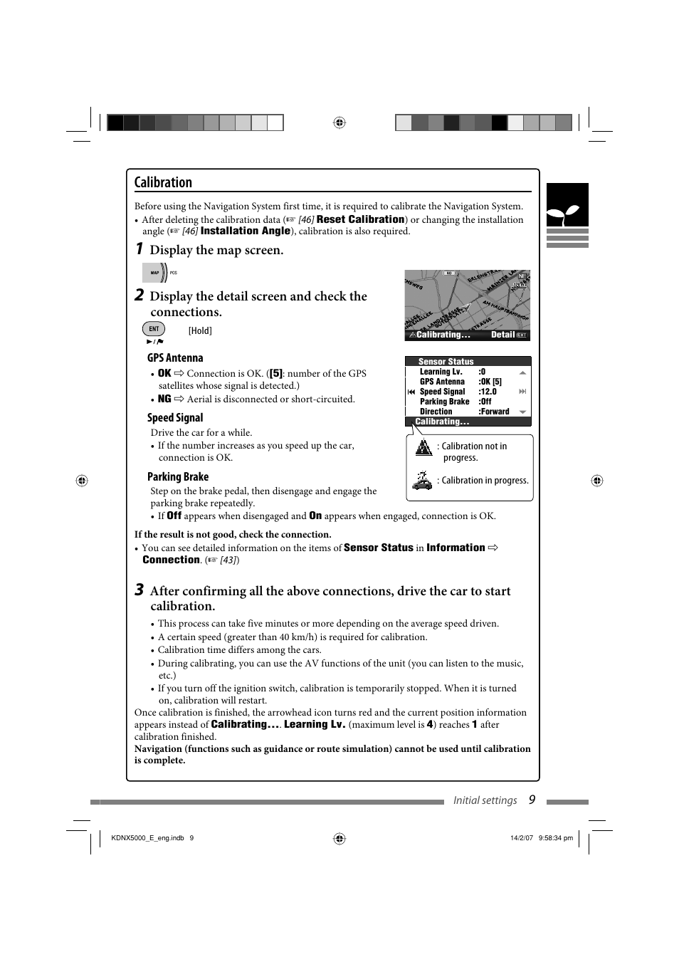 Calibration, Display the map screen | JVC LVT1627-001A User Manual | Page 135 / 252